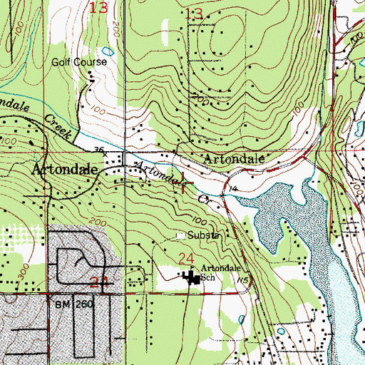 Topographic Map of Artondale, WA