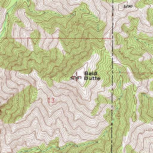 Topographic Map of Bald Butte, WA
