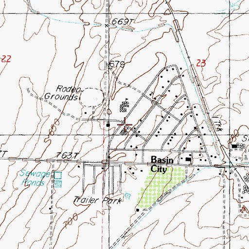 Topographic Map of Basin City, WA