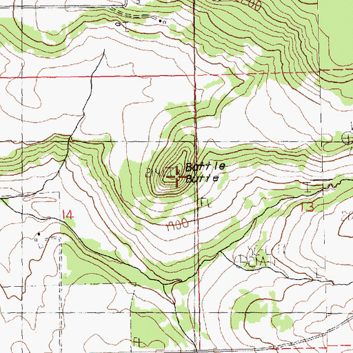 Topographic Map of Battle Butte, WA