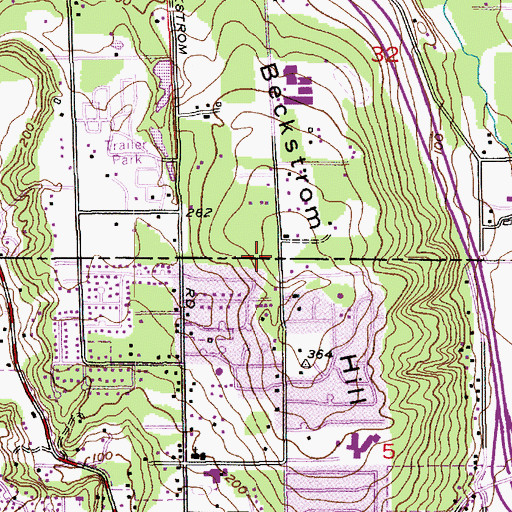 Topographic Map of Beckstrom Hill, WA