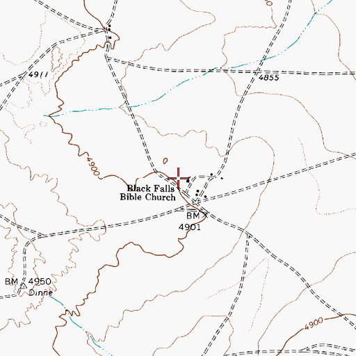 Topographic Map of Black Falls Bible Church, AZ