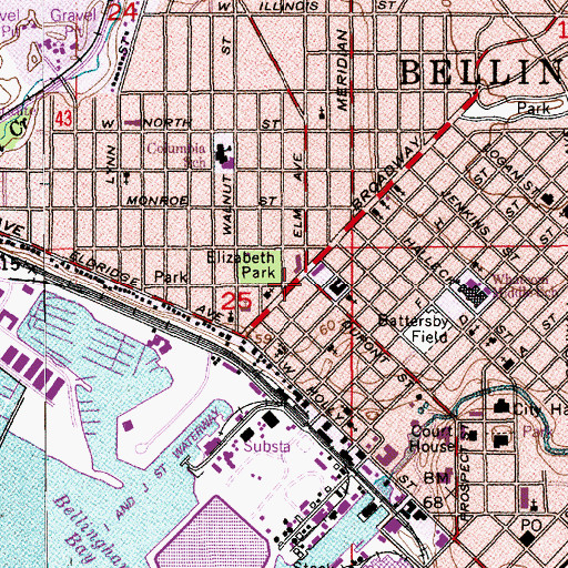Topographic Map of Bellingham, WA