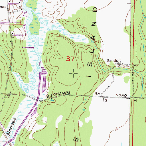 Topographic Map of North Mon Louis Island Gas Field, AL