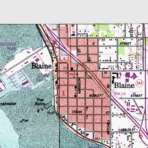 Topographic Map of Blaine, WA