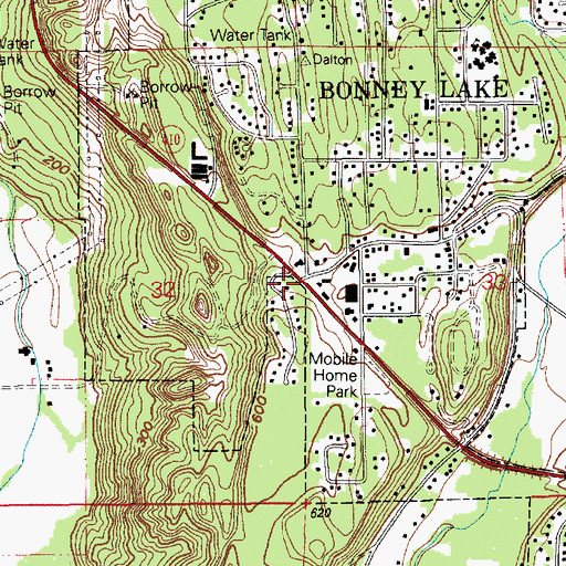 Topographic Map of Bonney Lake, WA