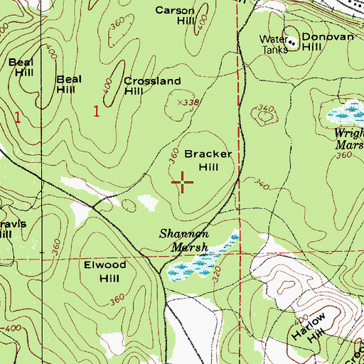 Topographic Map of Bracker Hill, WA