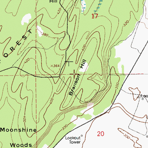 Topographic Map of Branson Hill, WA