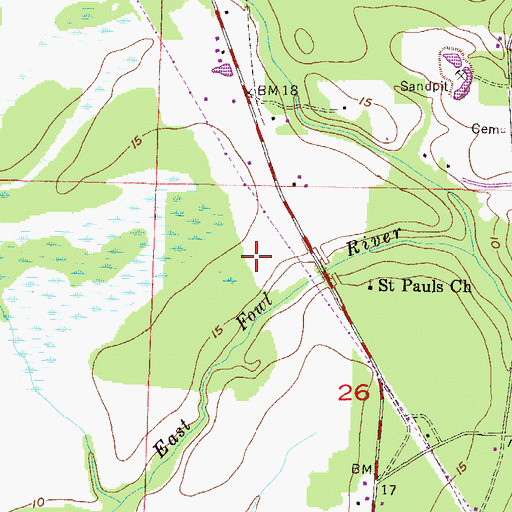 Topographic Map of Saint Pauls Church Gas Field, AL