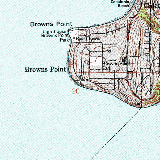 Topographic Map of Browns Point, WA
