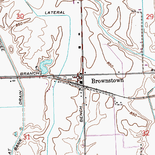 Topographic Map of Brownstown, WA