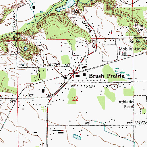 Topographic Map of Brush Prairie, WA