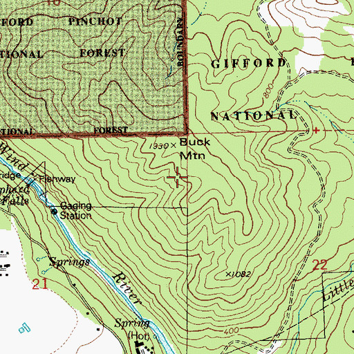 Topographic Map of Buck Mountain, WA