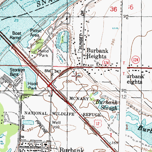 Topographic Map of Burbank Heights, WA