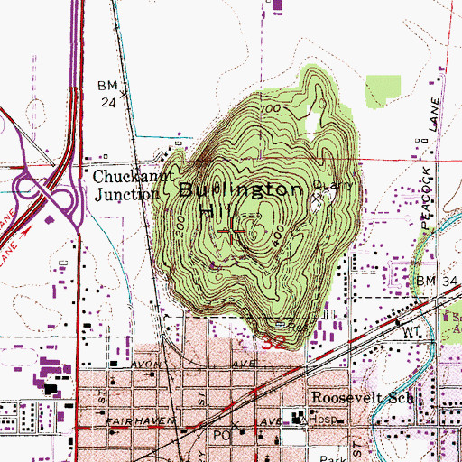 Topographic Map of Burlington Hill, WA