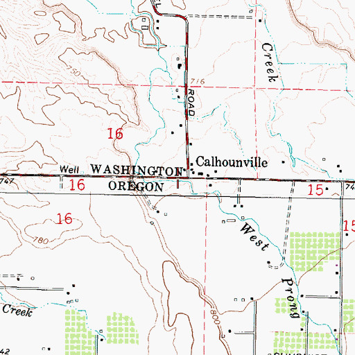 Topographic Map of Calhounville, WA
