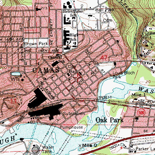 Topographic Map of Camas, WA
