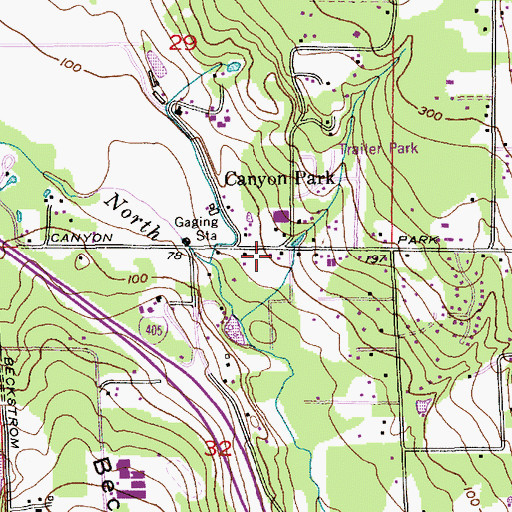 Topographic Map of Canyon Park, WA