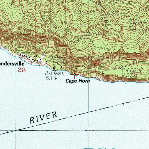 Topographic Map of Cape Horn, WA