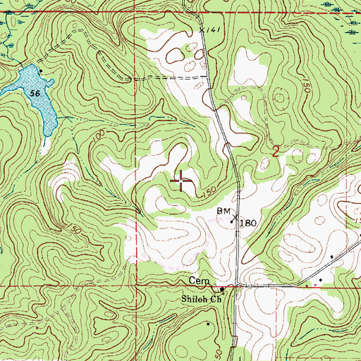 Topographic Map of Lovetts Creek Oil Field, AL
