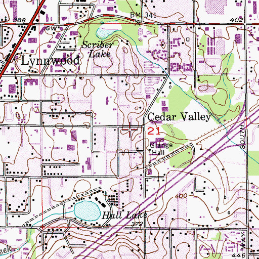 Topographic Map of Cedar Valley, WA