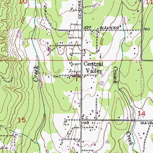 Topographic Map of Central Valley, WA