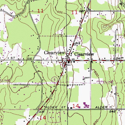Topographic Map of Clearview, WA