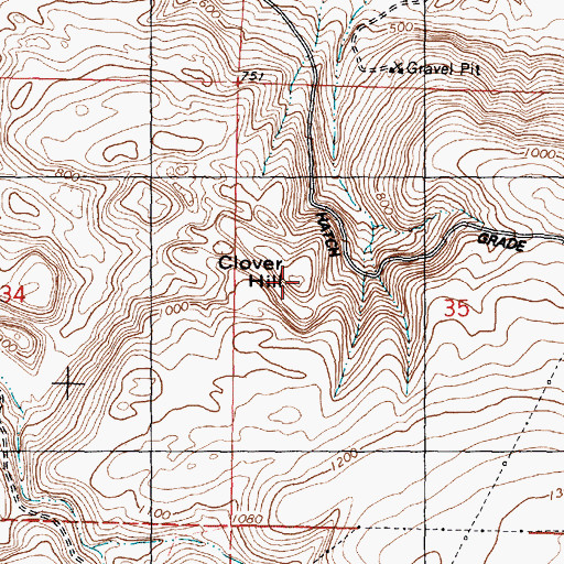 Topographic Map of Clover Hill, WA