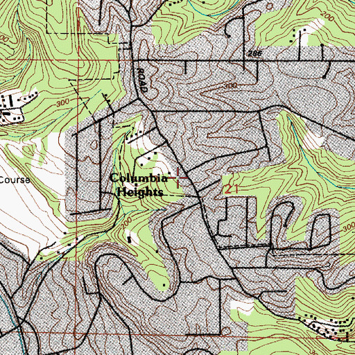 Topographic Map of Columbia Heights, WA