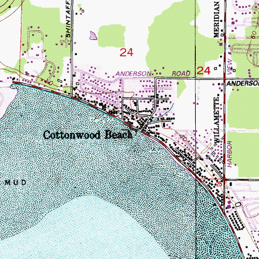 Topographic Map of Cottonwood Beach, WA