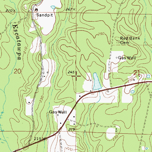 Topographic Map of Chatom Gas Field, AL