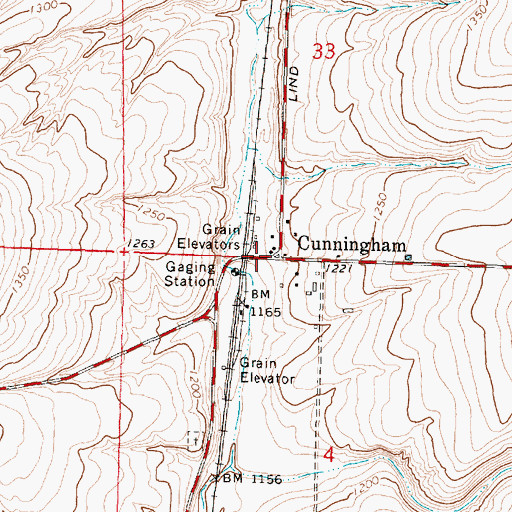Topographic Map of Cunningham, WA