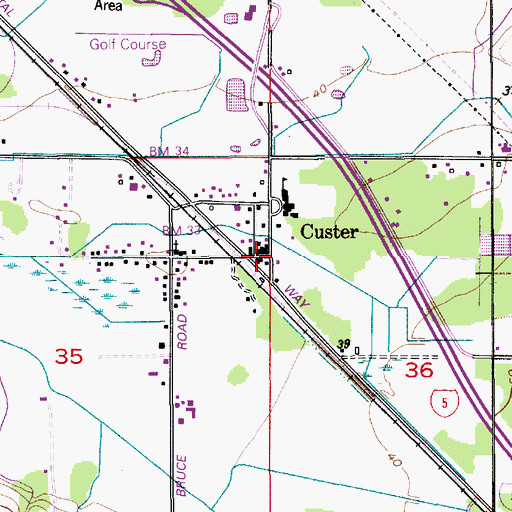 Topographic Map of Custer, WA