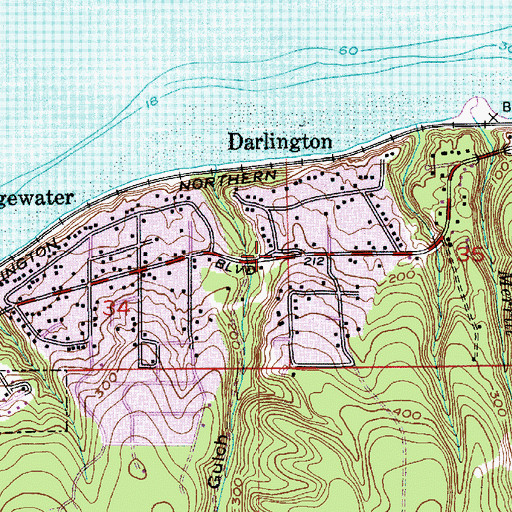 Topographic Map of Darlington, WA