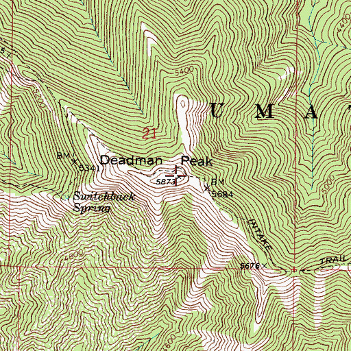 Topographic Map of Deadman Peak, WA
