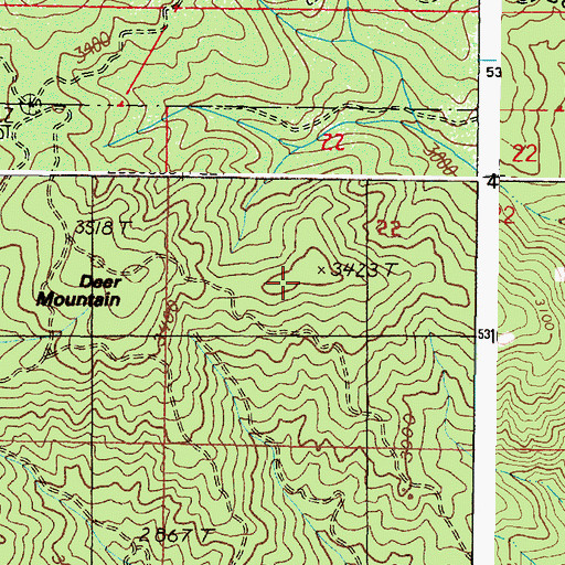 Topographic Map of Deer Mountain, WA