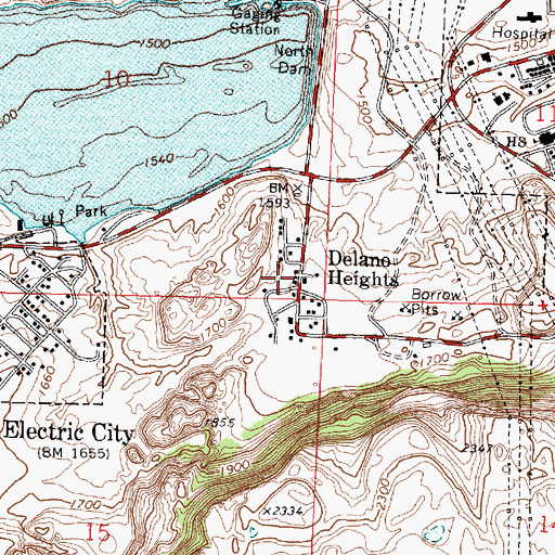 Topographic Map of Delano Heights, WA