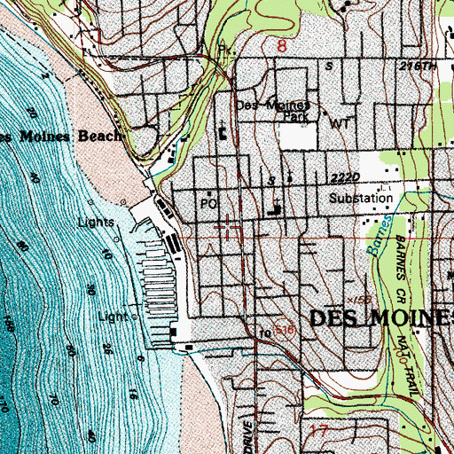 Topographic Map of Des Moines, WA