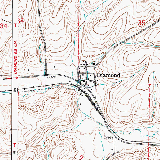 Topographic Map of Diamond, WA