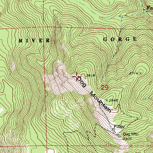 Topographic Map of Dog Mountain, WA