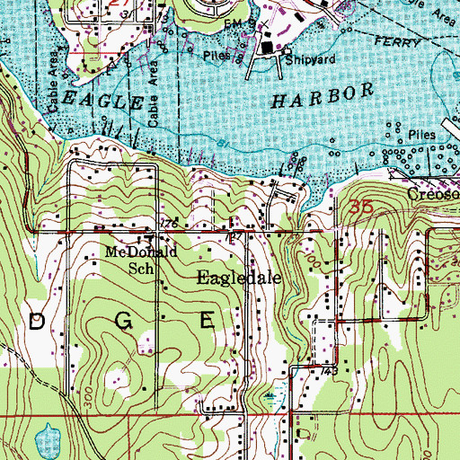 Topographic Map of Eagledale, WA