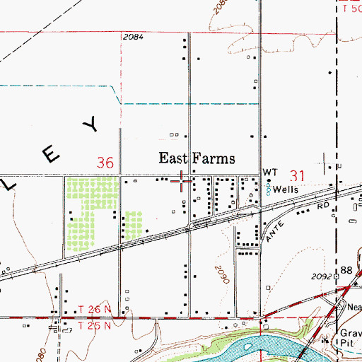 Topographic Map of East Farms, WA