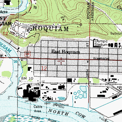 Topographic Map of East Hoquiam, WA