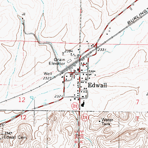 Topographic Map of Edwall, WA