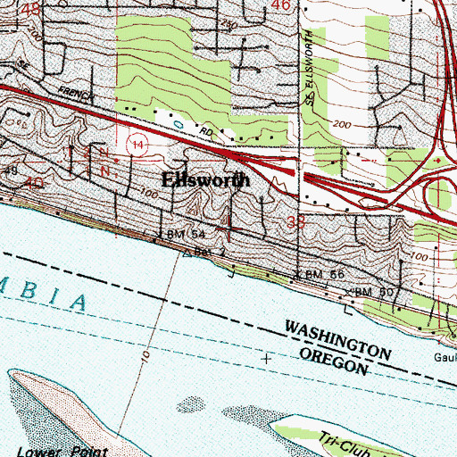 Topographic Map of Ellsworth, WA