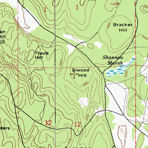 Topographic Map of Elwood Hill, WA