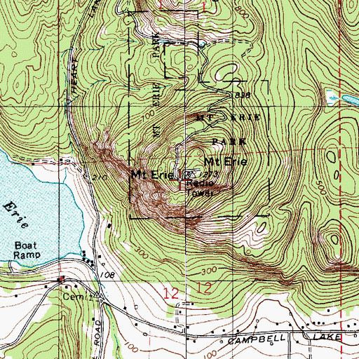 Topographic Map of Mount Erie, WA