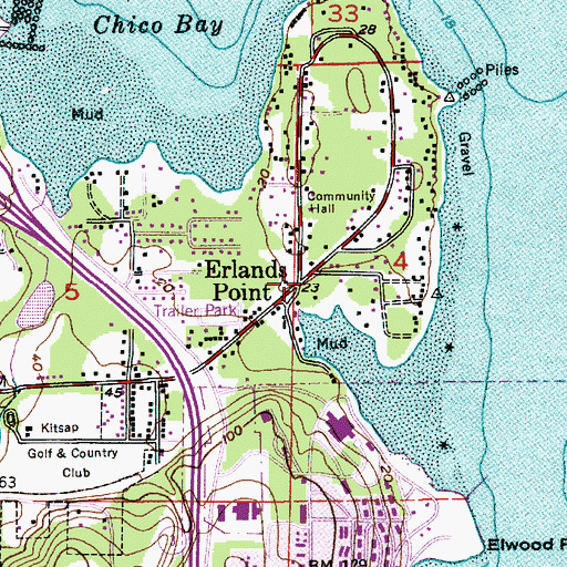 Topographic Map of Erlands Point, WA