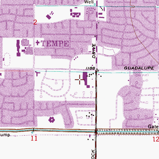 Topographic Map of Tempe Square Shopping Center, AZ