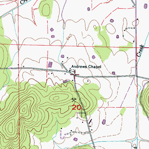 Topographic Map of Andrews Chapel, AL